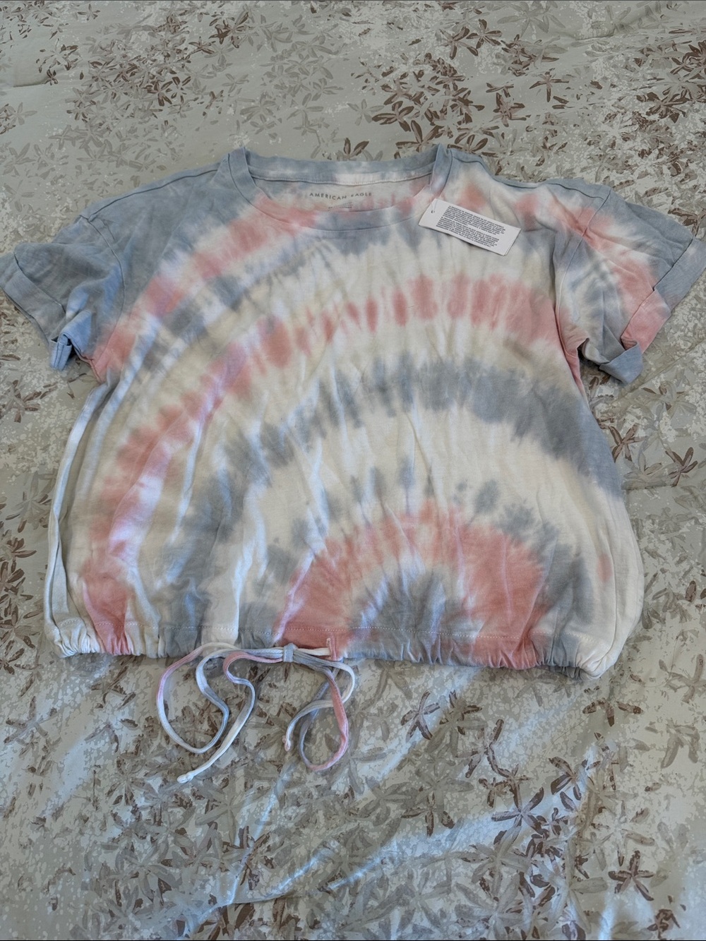 American Eagle Outfitters Short-Sleeve Tie-Dye Tee in Pink, Blue & Gray